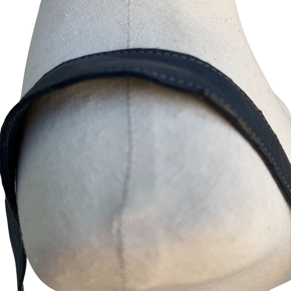 Tignanello Navy Leather Adjustable Strap Silver Color Hardware Zip Shoulder Bag