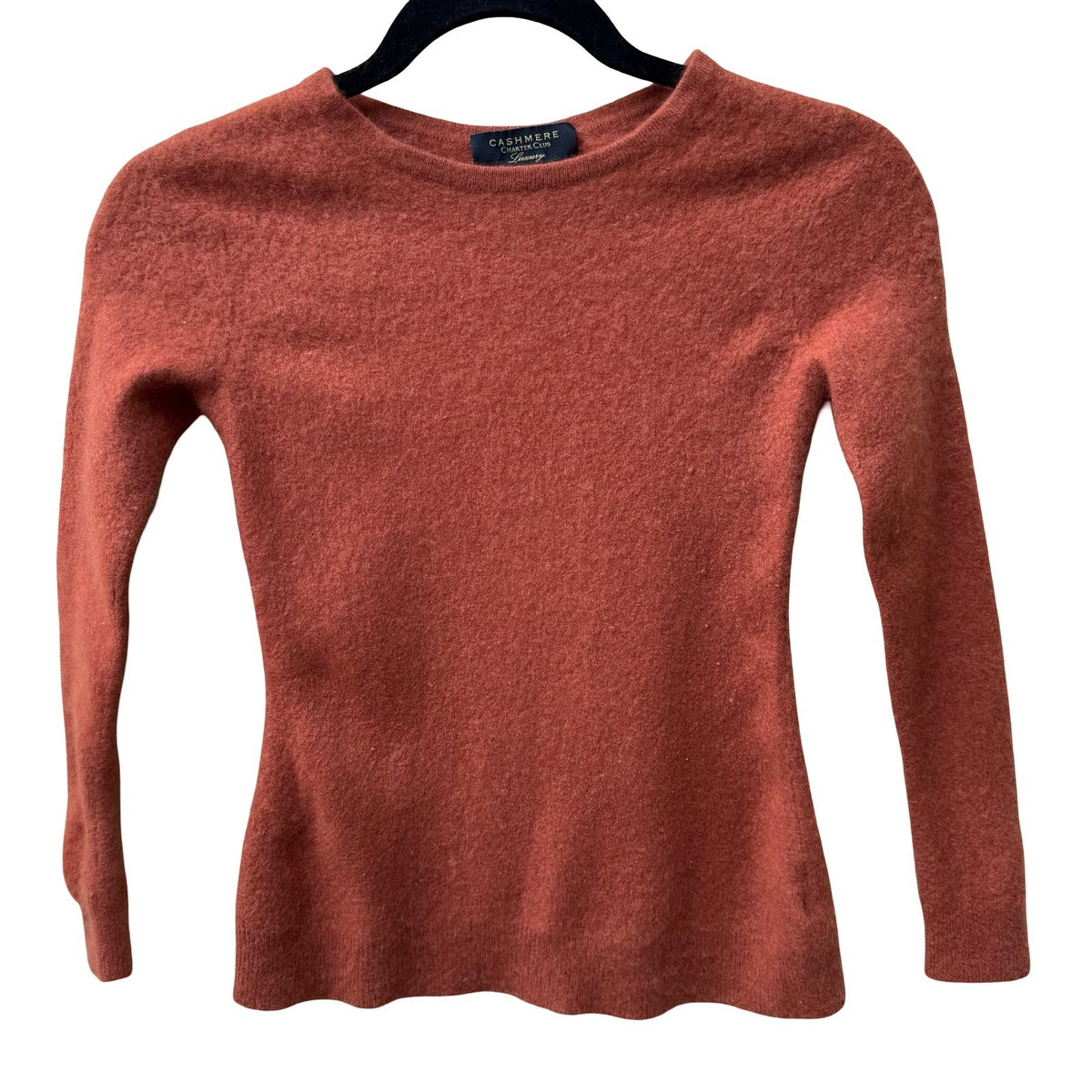Charter Club Luxury 100% Cashmere Minimalist Old Money Preppy Sweater Orange XS