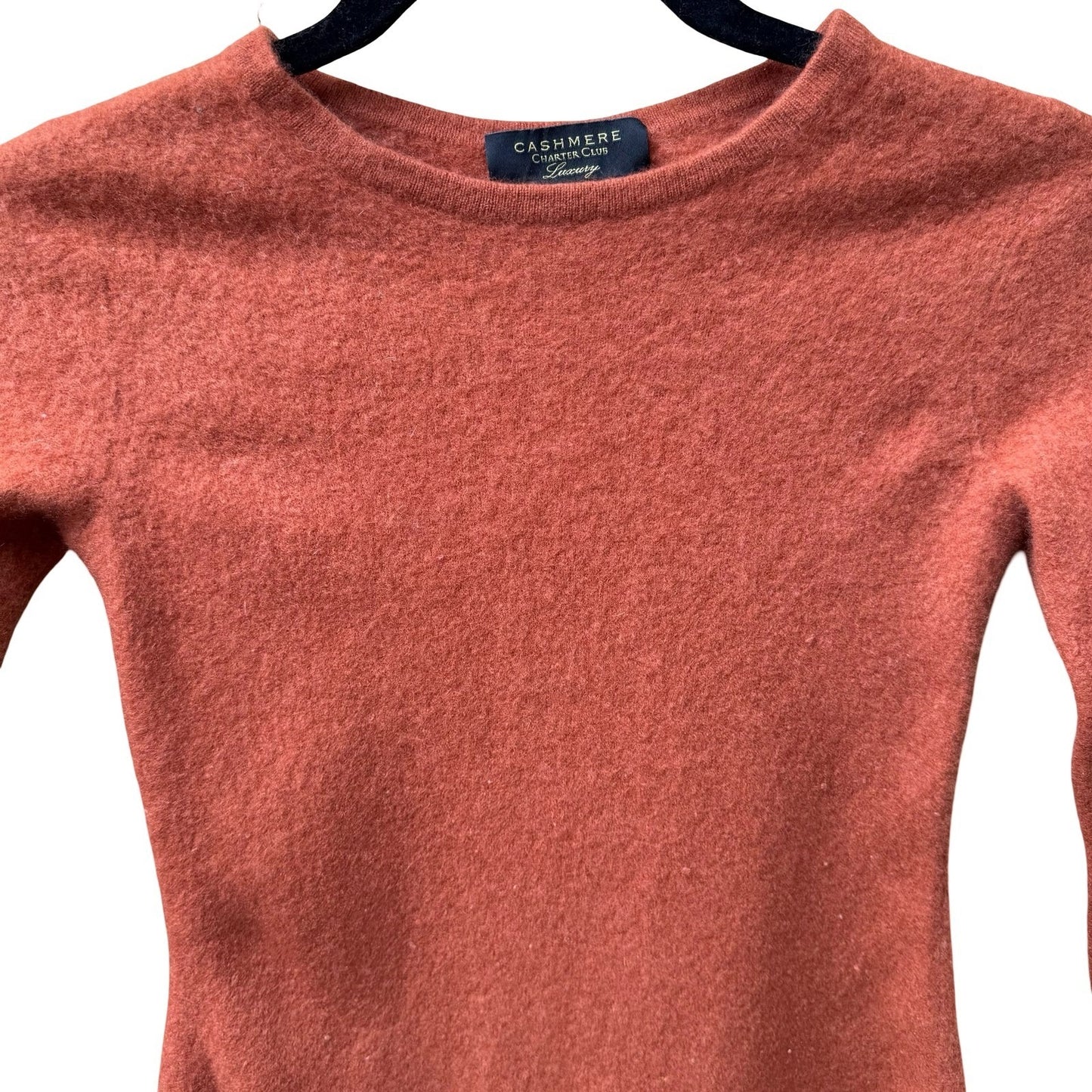 Charter Club Luxury 100% Cashmere Minimalist Old Money Preppy Sweater Orange XS
