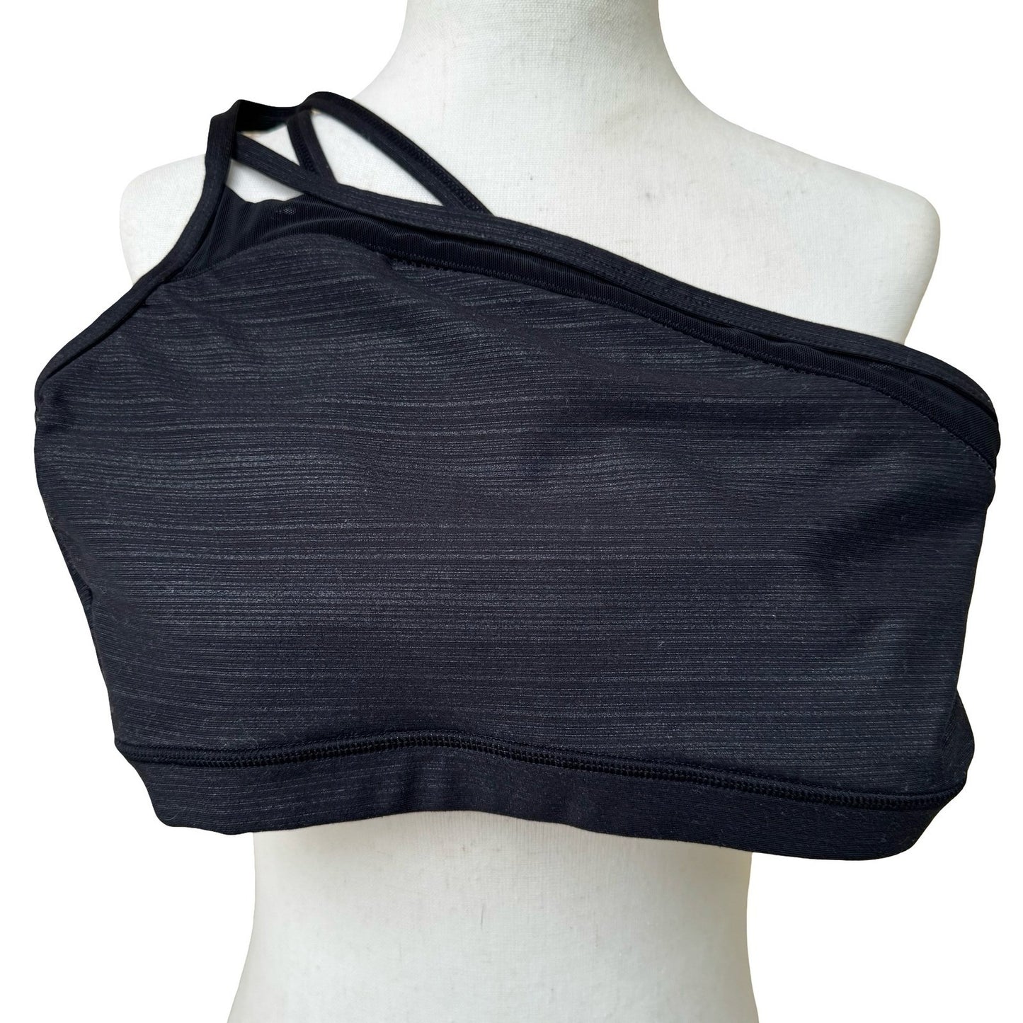 Zobha Activewear Gym Asymmetrical One Shoulder Sports Bra Charcoal Space Dye S