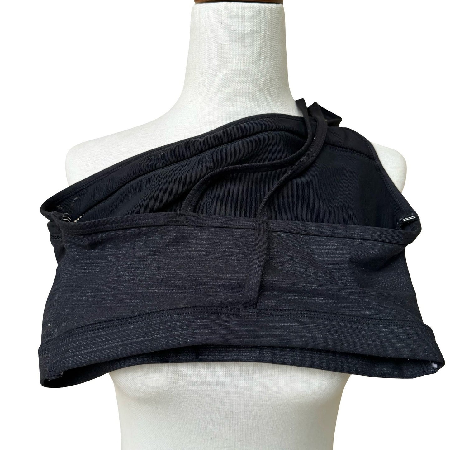 Zobha Activewear Gym Asymmetrical One Shoulder Sports Bra Charcoal Space Dye S