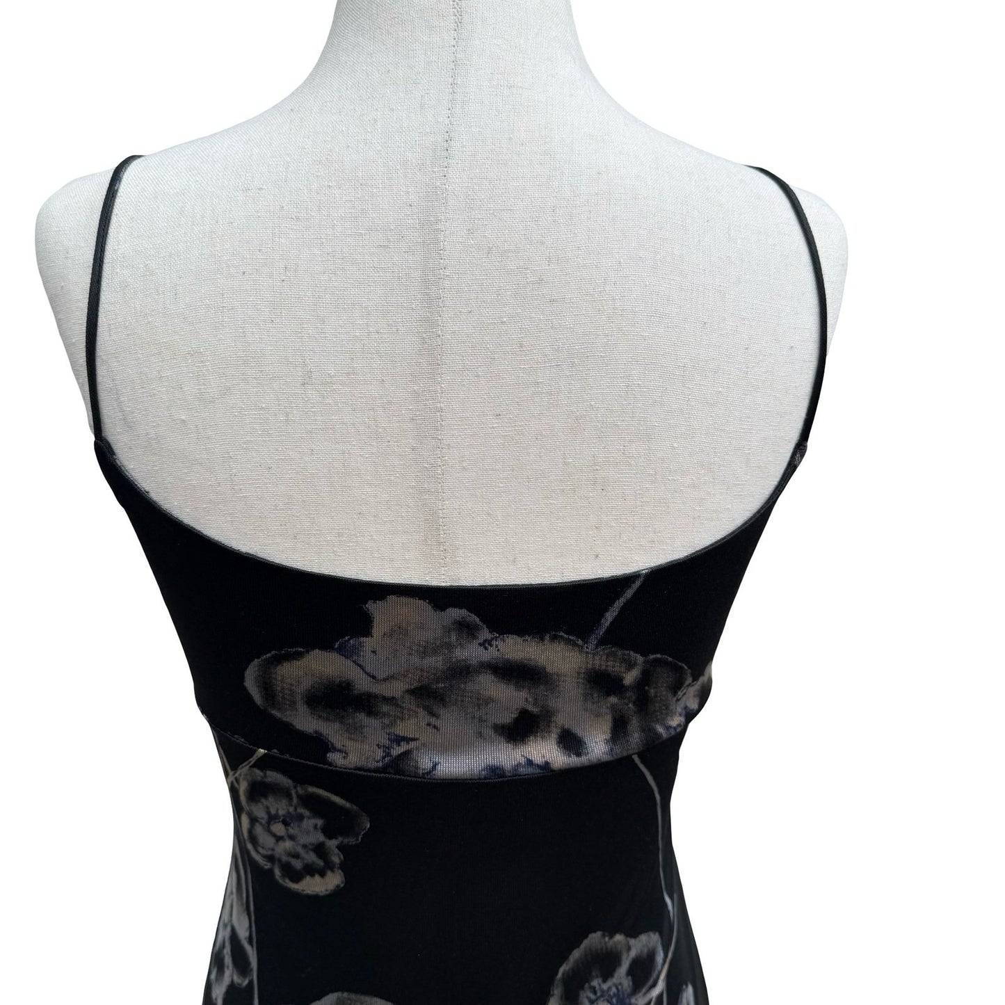 BCBG Max Azria Vintage Y2K 90s Dark Floral Empire Waist Midi Dress Whimsigoth S