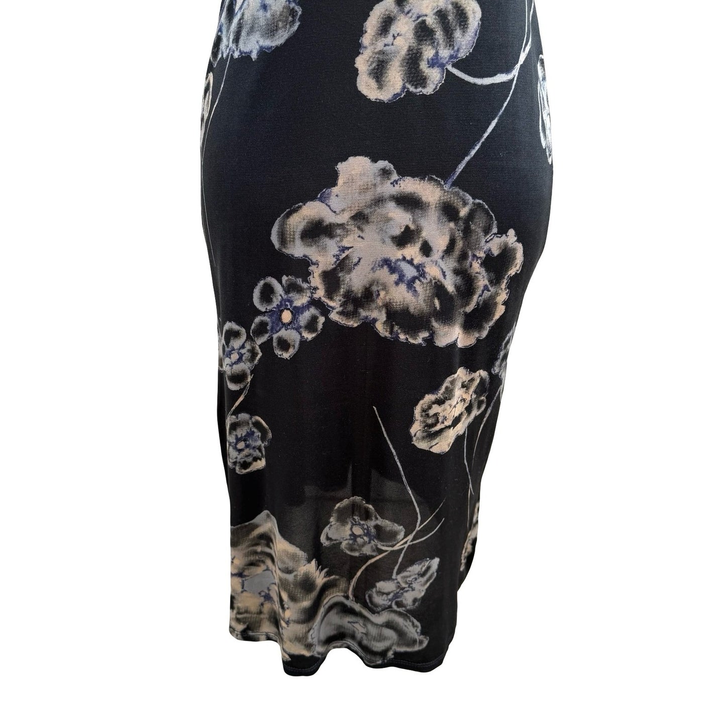 BCBG Max Azria Vintage Y2K 90s Dark Floral Empire Waist Midi Dress Whimsigoth S