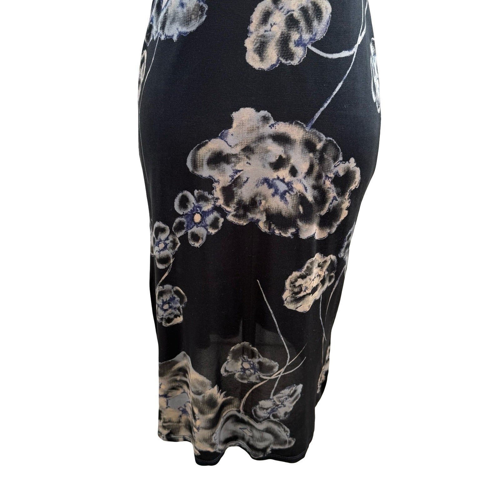 BCBG Max Azria Vintage Y2K 90s Dark Floral Empire Waist Midi Dress Whimsigoth S
