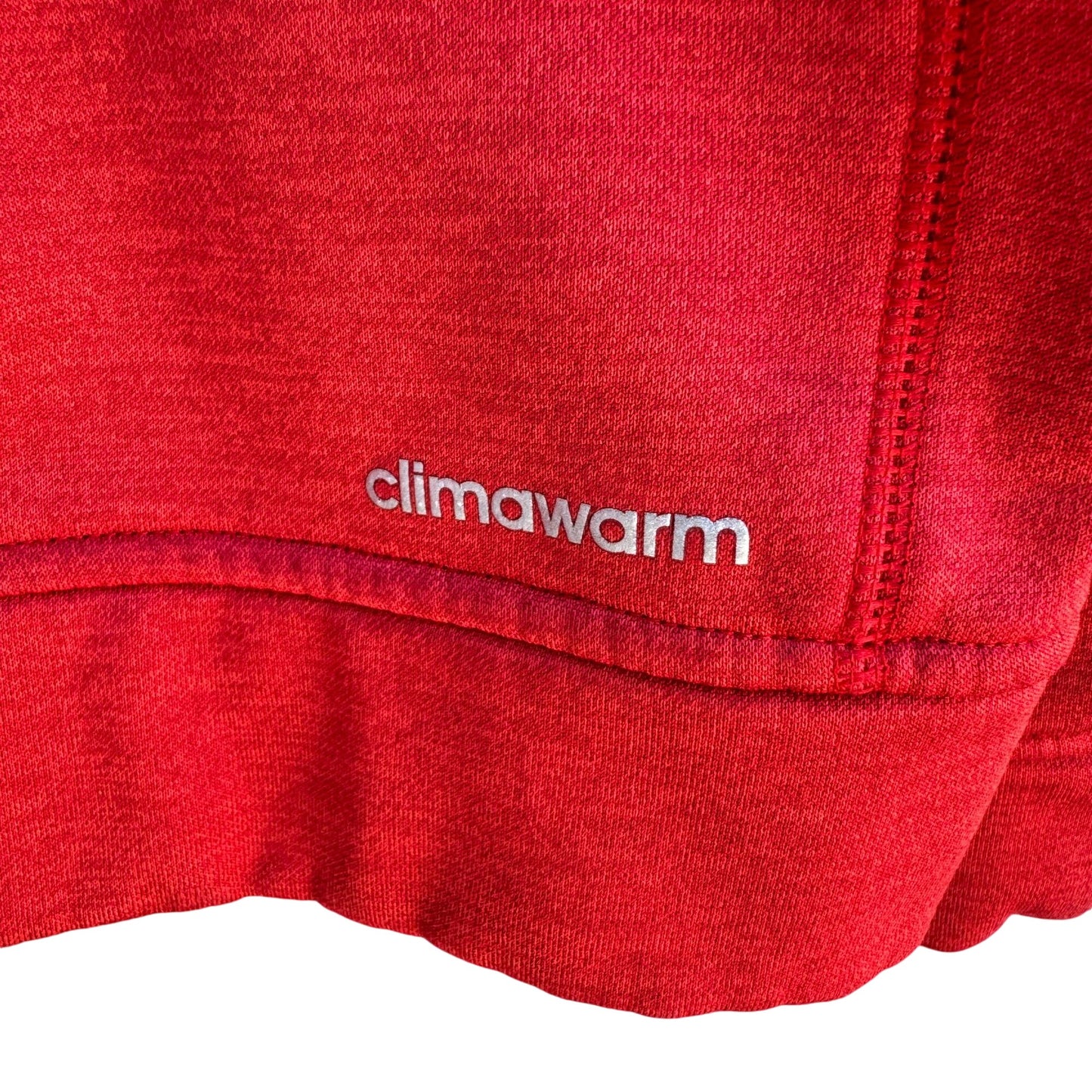 Adidas Red Men's Climawarm Team Issue Long Sleeve Pullover Fleece Hoodie - Large