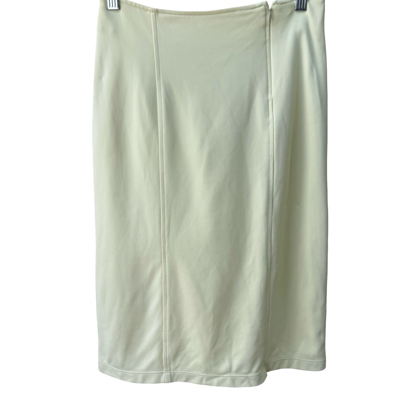 BCBG Max Azria Y2K 90s Butter Yellow Minimalist Seamed Bodycon Pencil Skirt 4