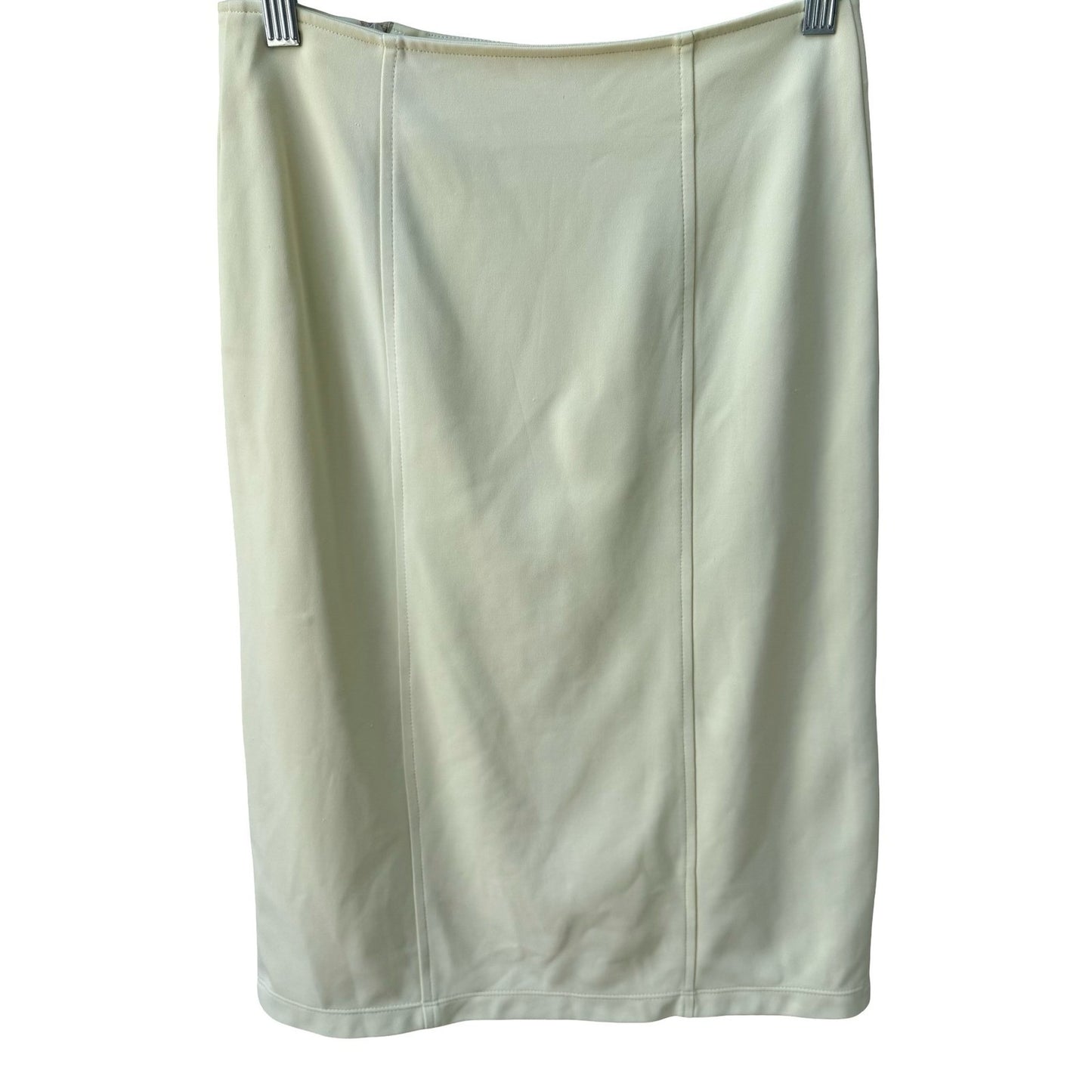 BCBG Max Azria Y2K 90s Butter Yellow Minimalist Seamed Bodycon Pencil Skirt 4