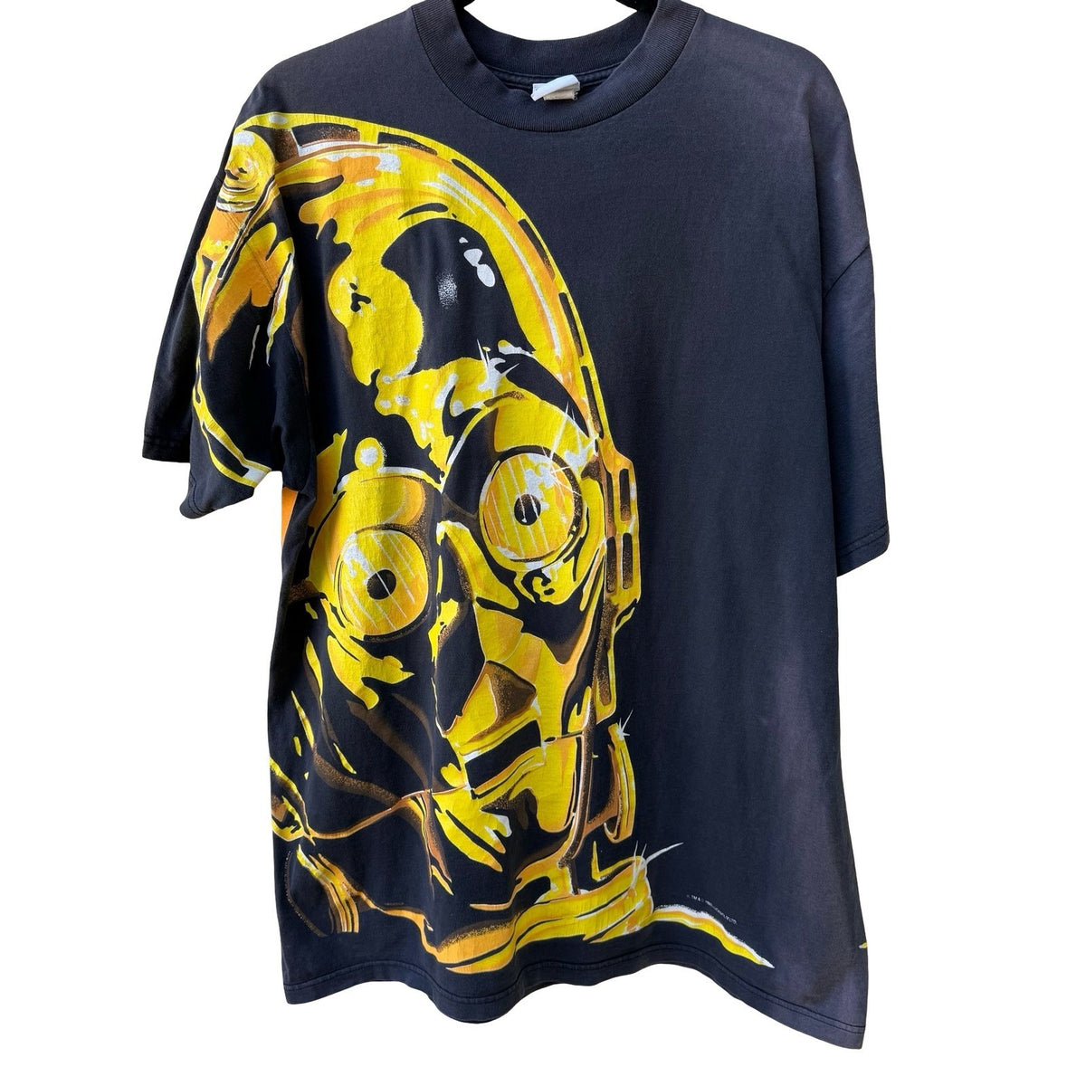 HRLA Vintage 1993 Star Wars C-3PO Wrap Around Graphic T-Shirt Mens Black XL