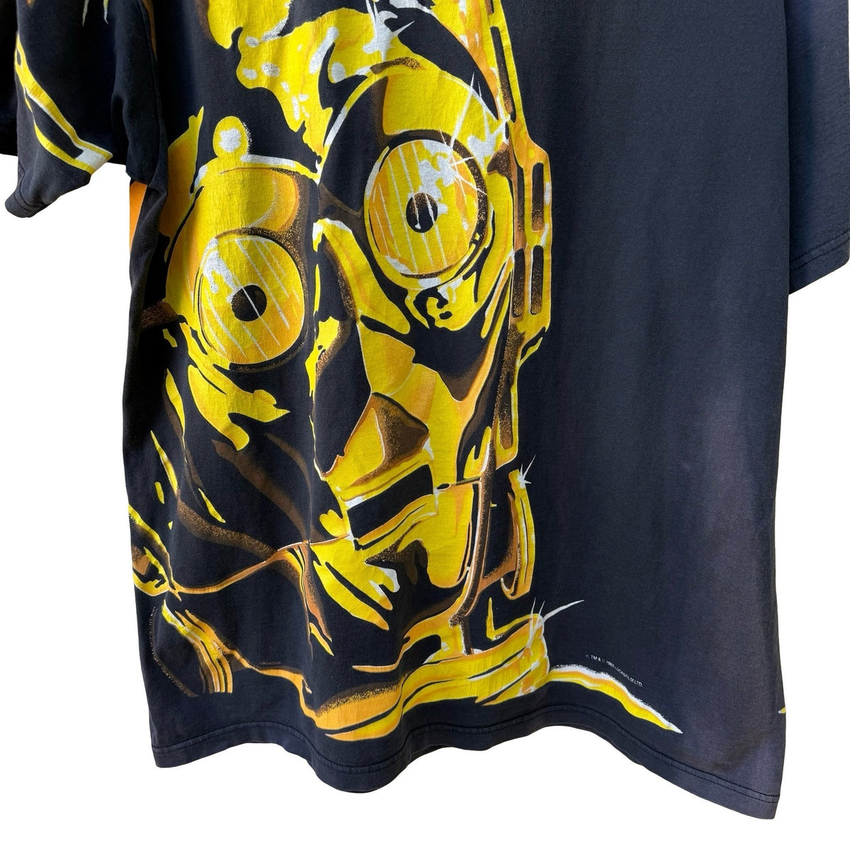 HRLA Vintage 1993 Star Wars C-3PO Wrap Around Graphic T-Shirt Mens Black XL