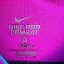 Switch Nike Pro Combat Athletic Womens Fitted Long-Sleeve Dri-Fit Shirt Pink Blue Logo S 2 image