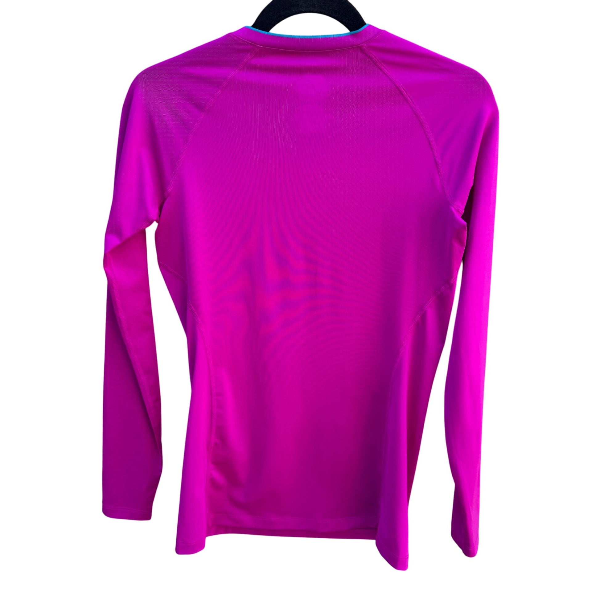 Nike Pro Combat Athletic Womens Fitted Long-Sleeve Dri-Fit Shirt Pink Blue Logo S