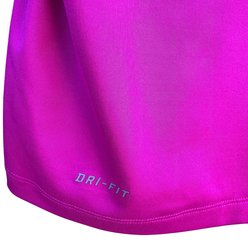 Nike Pro Combat Athletic Womens Fitted Long-Sleeve Dri-Fit Shirt Pink Blue Logo S