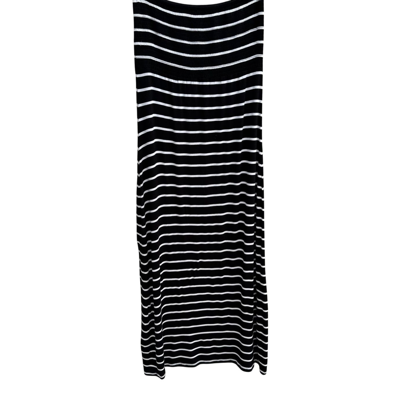 Union Jack Y2K Black White Striped Strapless Smocked Tube Top Stretch Maxi Dress