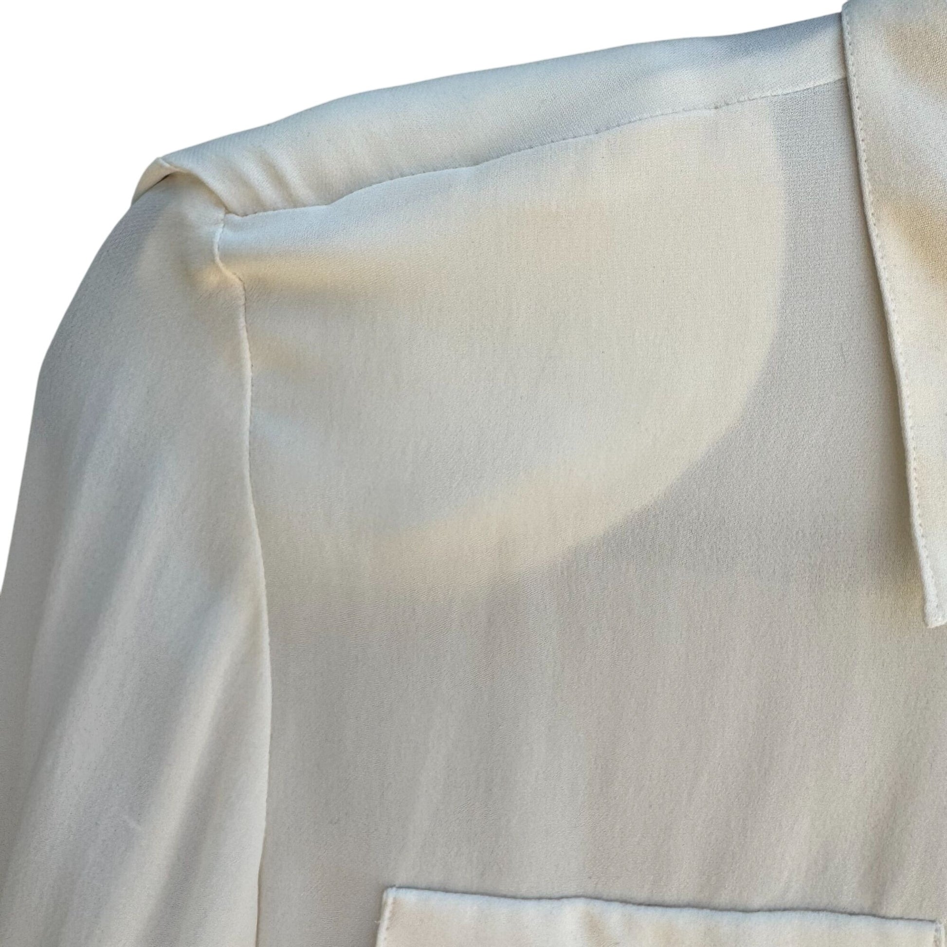 Jones New York Petite Vintage Silk Ivory Button-Up Long Sleeve Preppy Blouse 6P