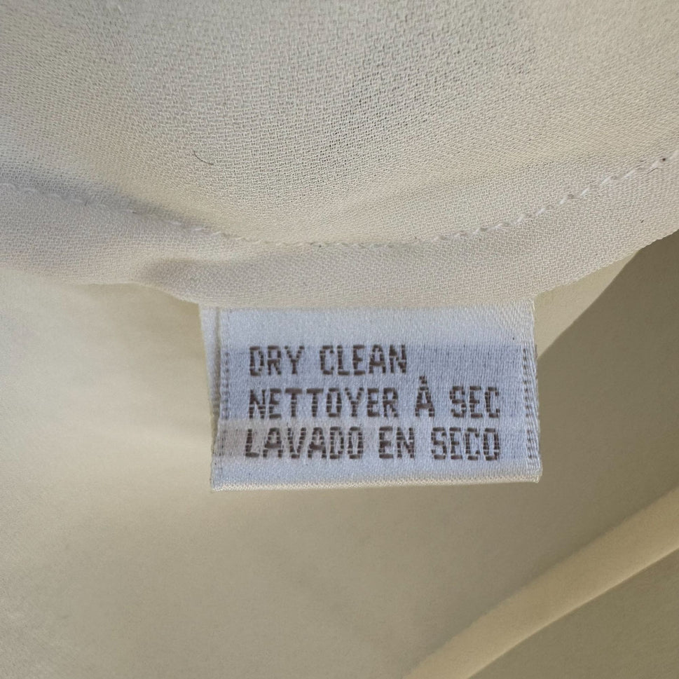 Jones New York Petite Vintage Silk Ivory Button-Up Long Sleeve Preppy Blouse 6P