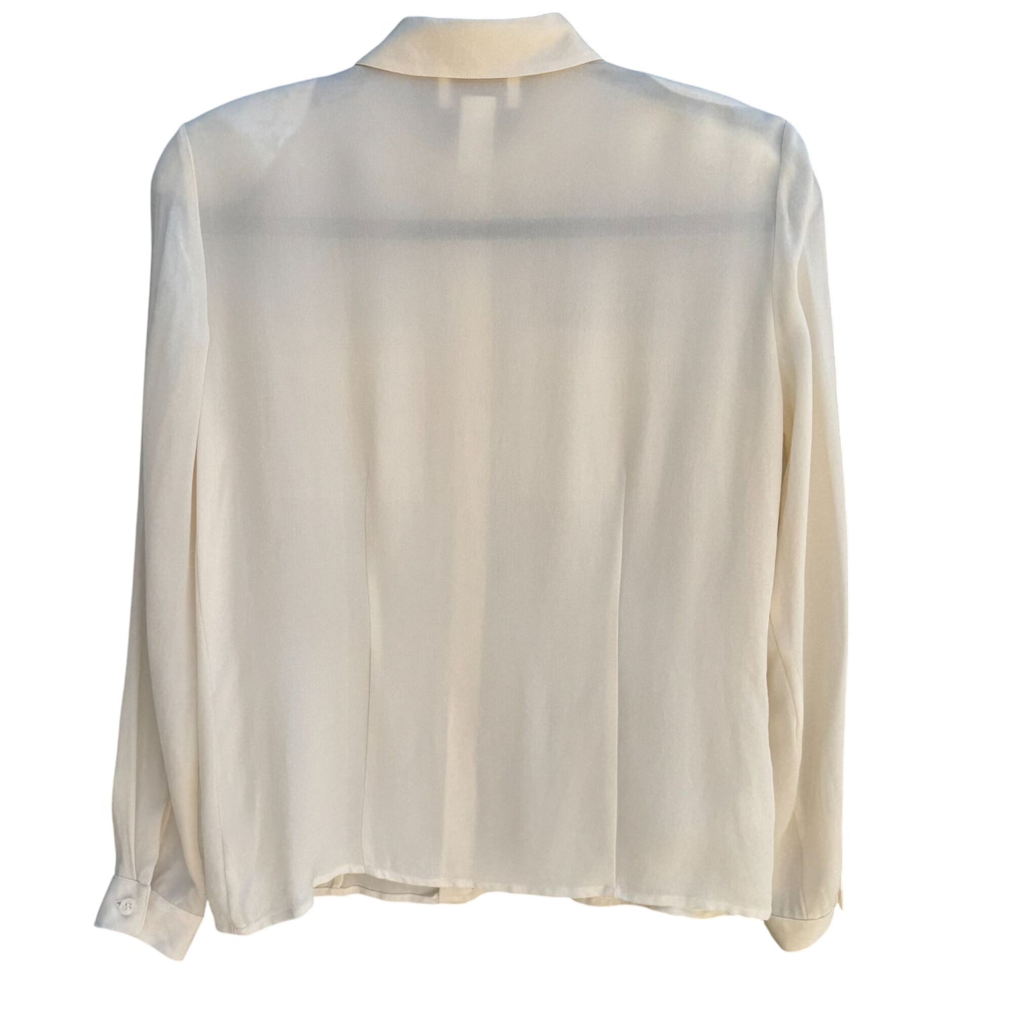 Jones New York Petite Vintage Silk Ivory Button-Up Long Sleeve Preppy Blouse 6P