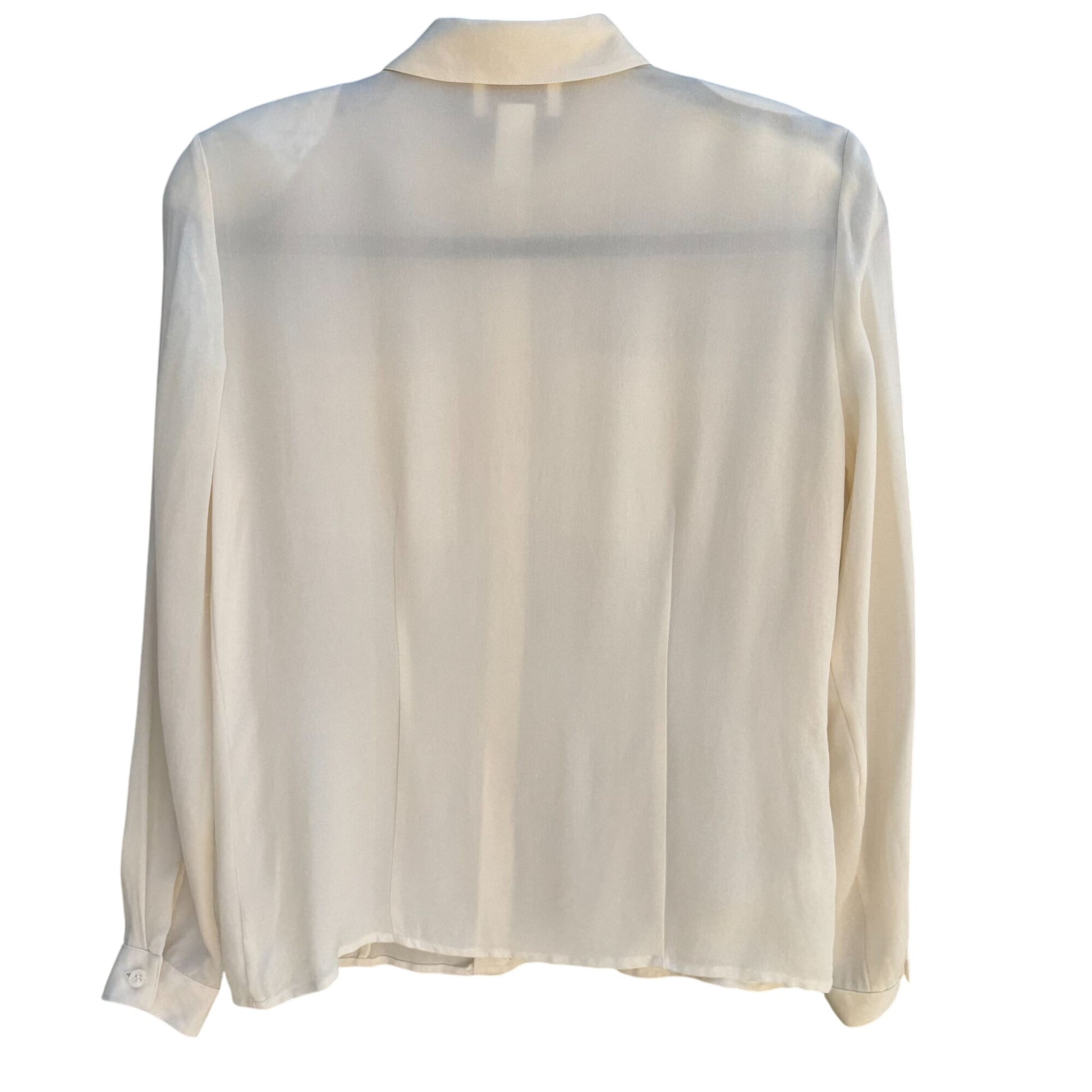 Jones New York Petite Vintage Silk Ivory Button-Up Long Sleeve Preppy Blouse 6P