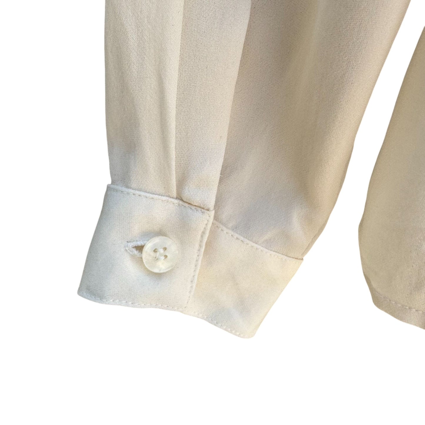 Jones New York Petite Vintage Silk Ivory Button-Up Long Sleeve Preppy Blouse 6P