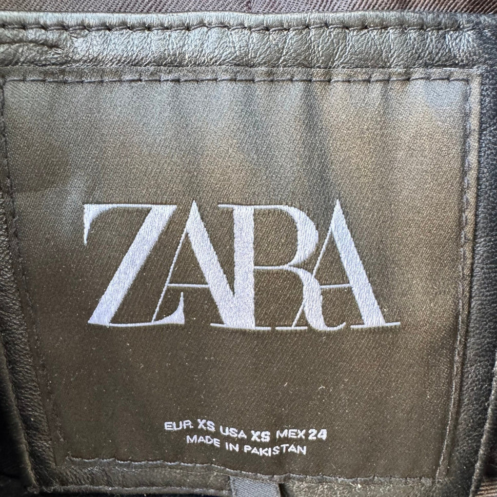 Zara Leather Biker Moto Rocker Streetwear Edgy Goth Grunge Sleek Jacket Black XS