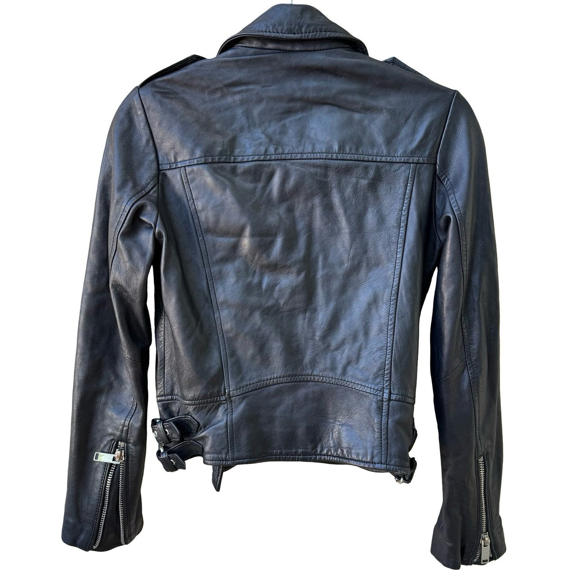 Zara Leather Biker Moto Rocker Streetwear Edgy Goth Grunge Sleek Jacket Black XS