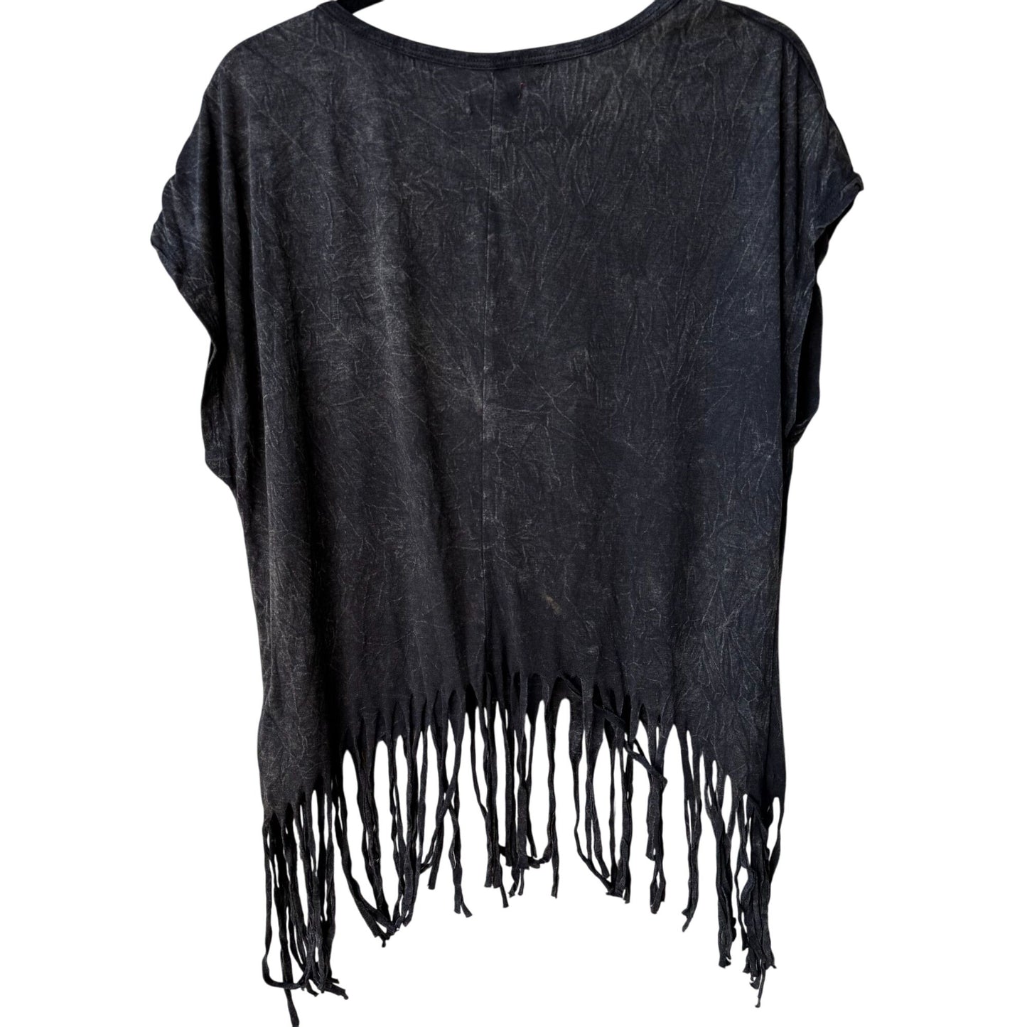 Bongo Vintage Y2K Boho Fringe Feather Peacock Rhinestone Festival Crop Top 1X