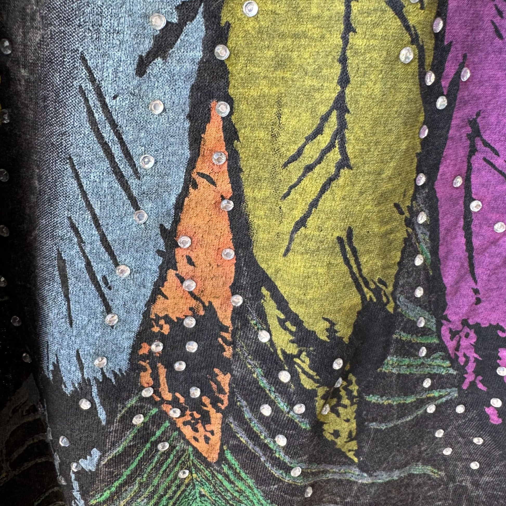 Bongo Vintage Y2K Boho Fringe Feather Peacock Rhinestone Festival Crop Top 1X