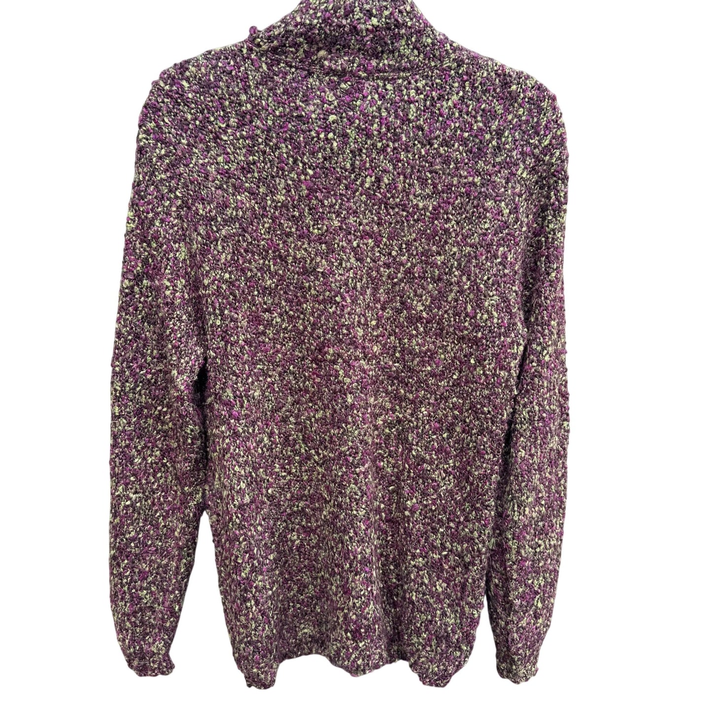 Terry Lewis Womens Vintage Zip Cardigan Sweater Purple Green Boucle Long Sleeve S