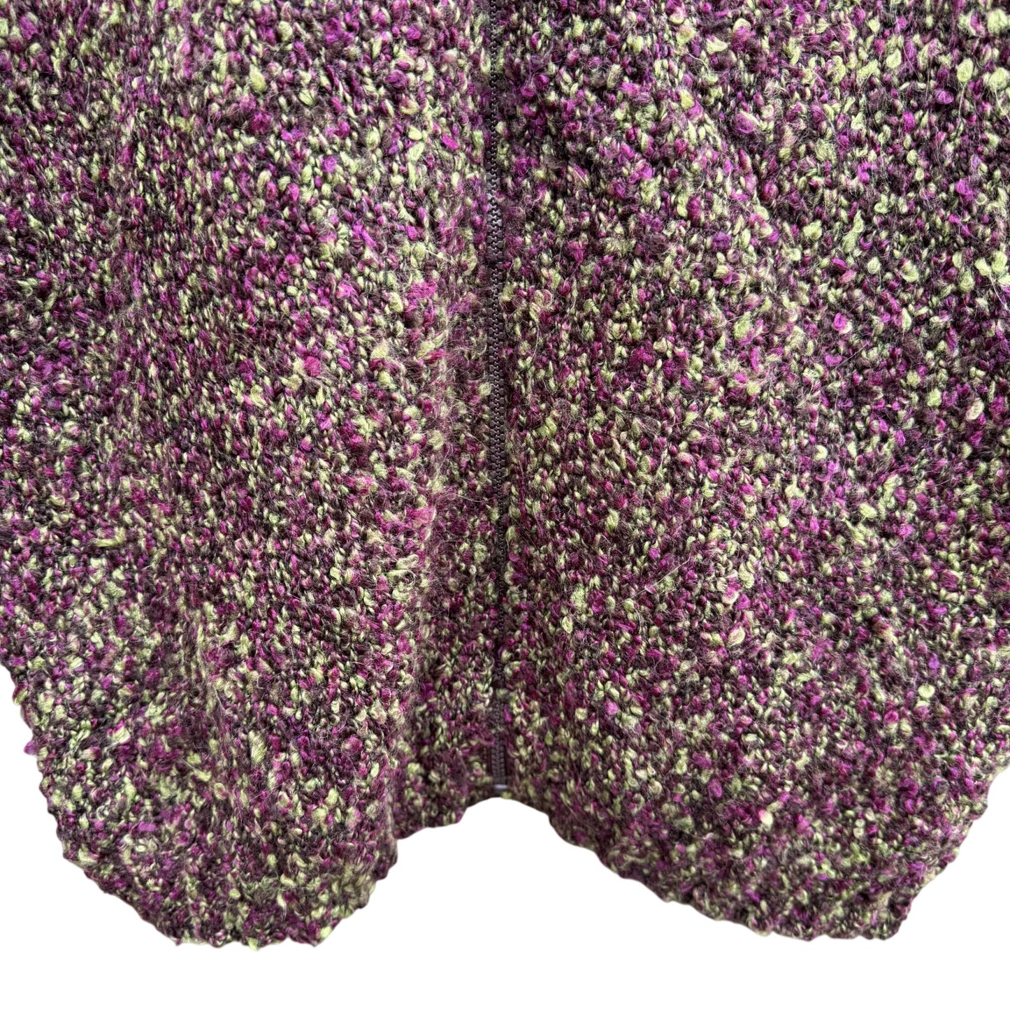 Terry Lewis Womens Vintage Zip Cardigan Sweater Purple Green Boucle Long Sleeve S