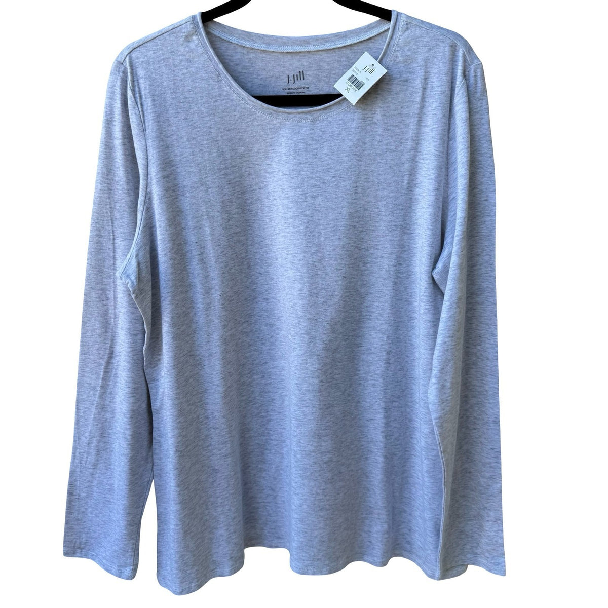 J Jill Minimalist Rolled Scoopneck Cotton Blend Capsule Tee Shirt Gray XL NEW