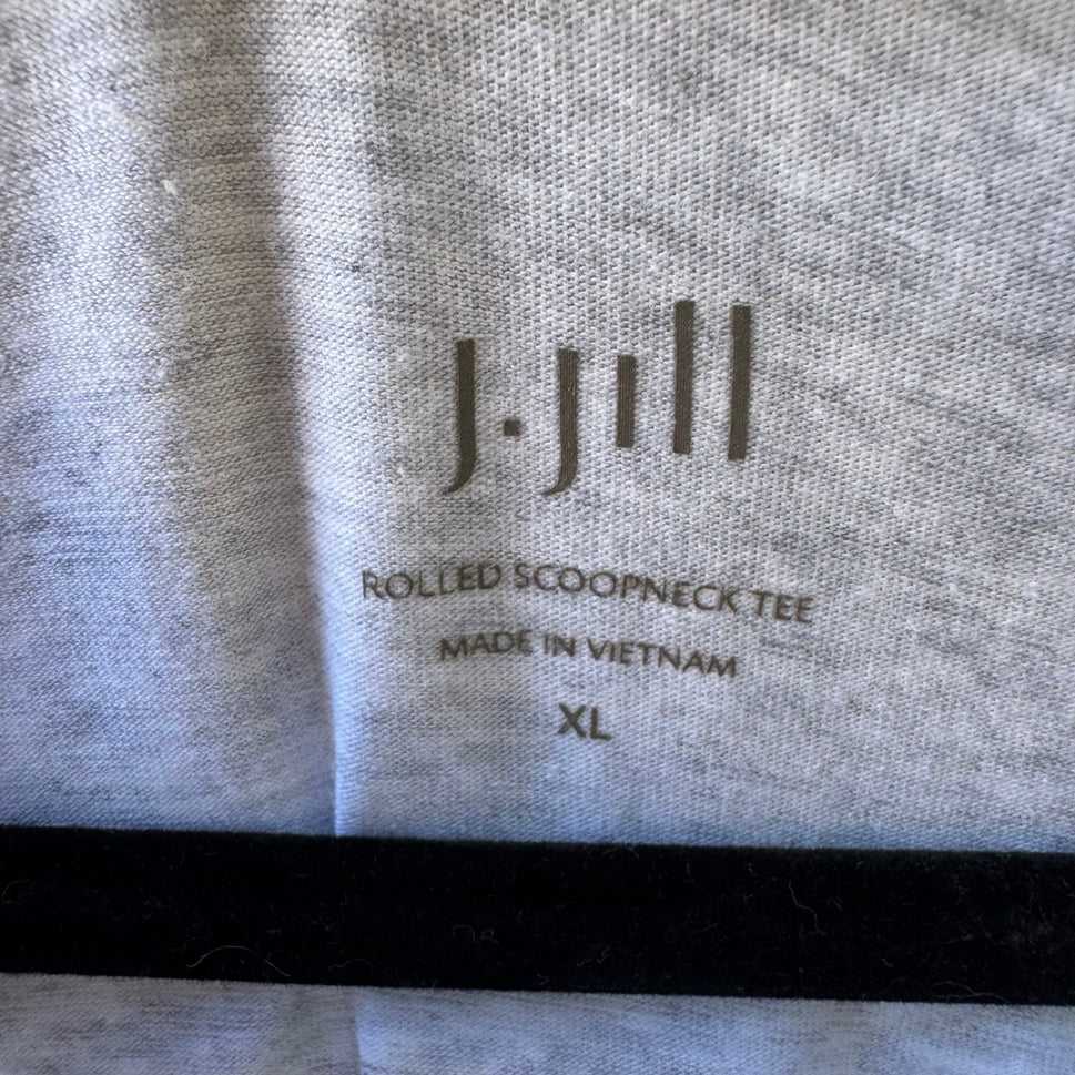 J Jill Minimalist Rolled Scoopneck Cotton Blend Capsule Tee Shirt Gray XL NEW