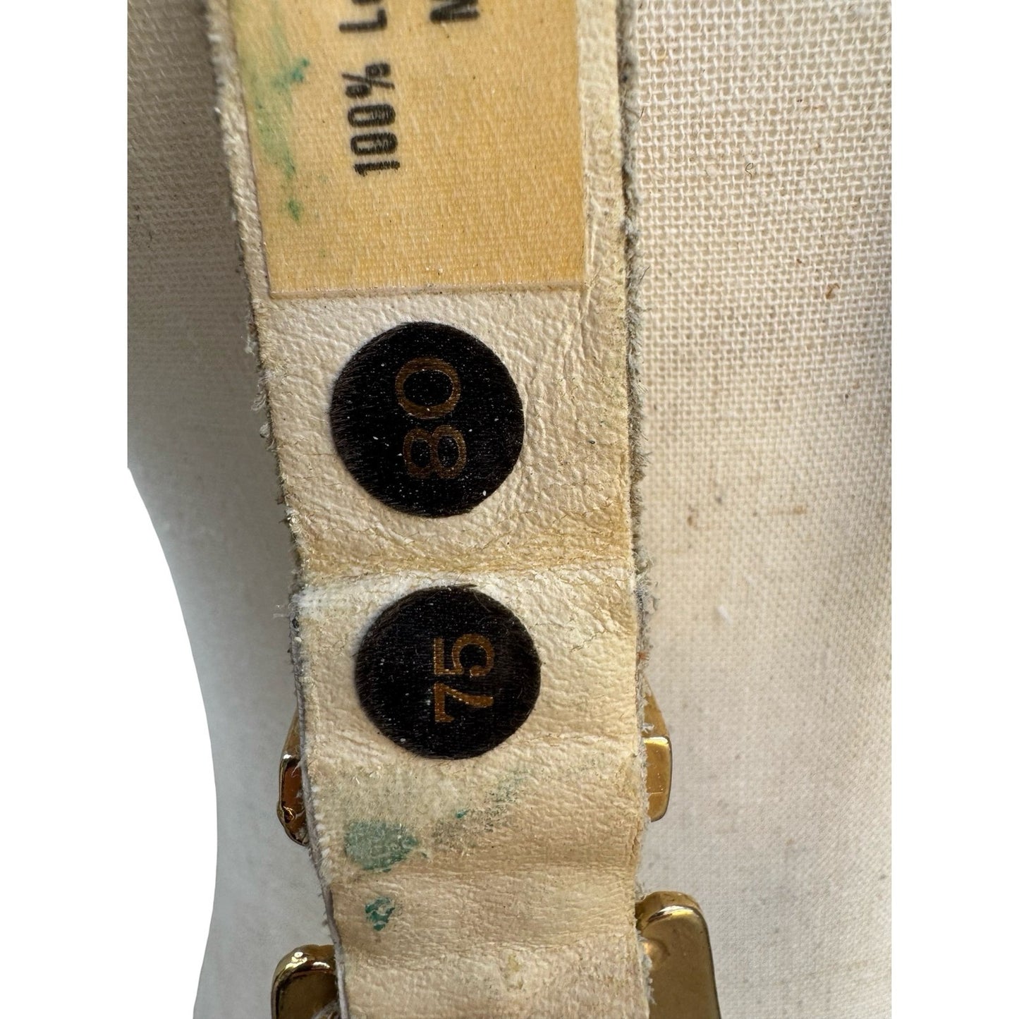 Lily Farouche Munich Vintage White Leather Studded Buffalo Nickel Western Belt