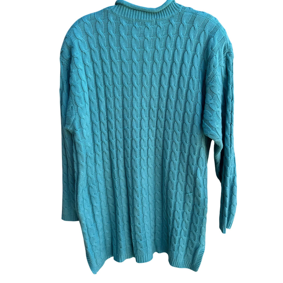 Forelli Moda Internazionale Vintage Womens Aqua Cable Knit Oversized Sweater 3X