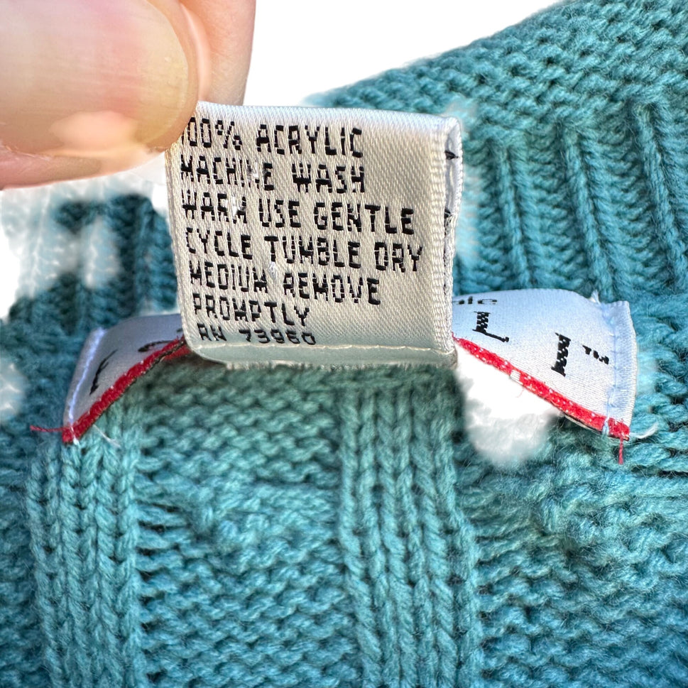 Forelli Moda Internazionale Vintage Womens Aqua Cable Knit Oversized Sweater 3X