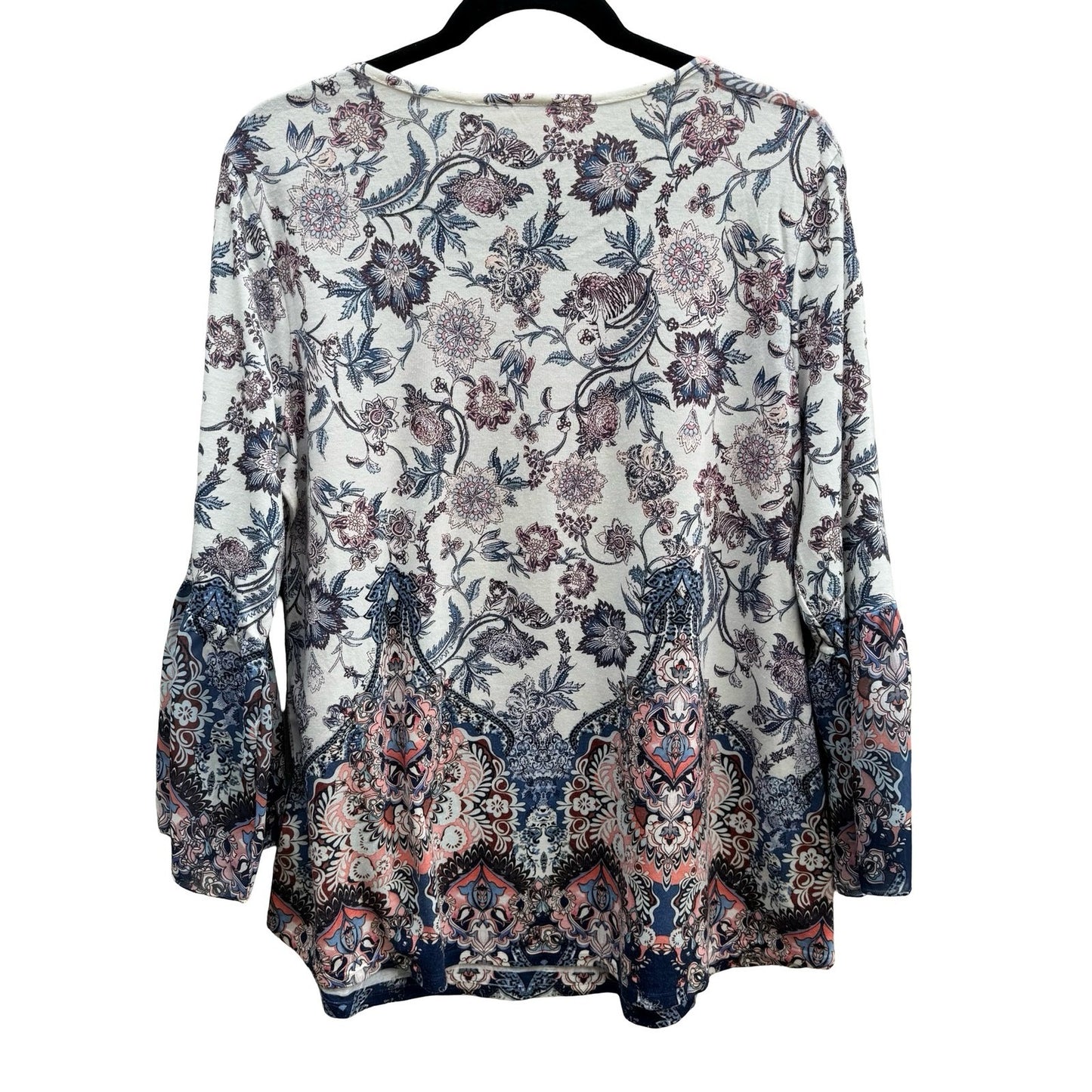 Style & Co Boho Feminine Garden Floral Paisley Bell Sleeve Peasant Blouse Top M