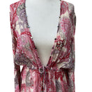Switch Zara Woman Boho Festival Fairy Pink Paisley Boho Bell Sleeve Peplum Blouse XS 3 image