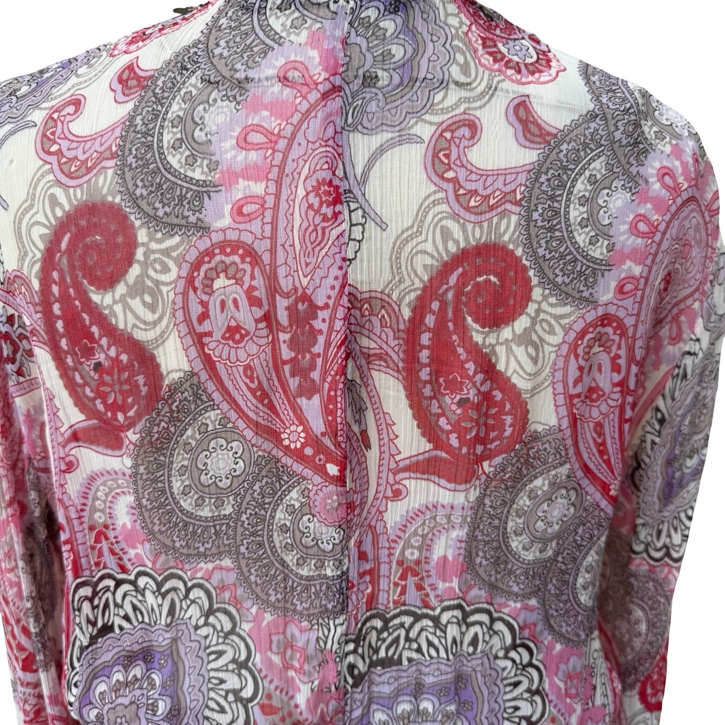 Zara Woman Boho Festival Fairy Pink Paisley Boho Bell Sleeve Peplum Blouse XS