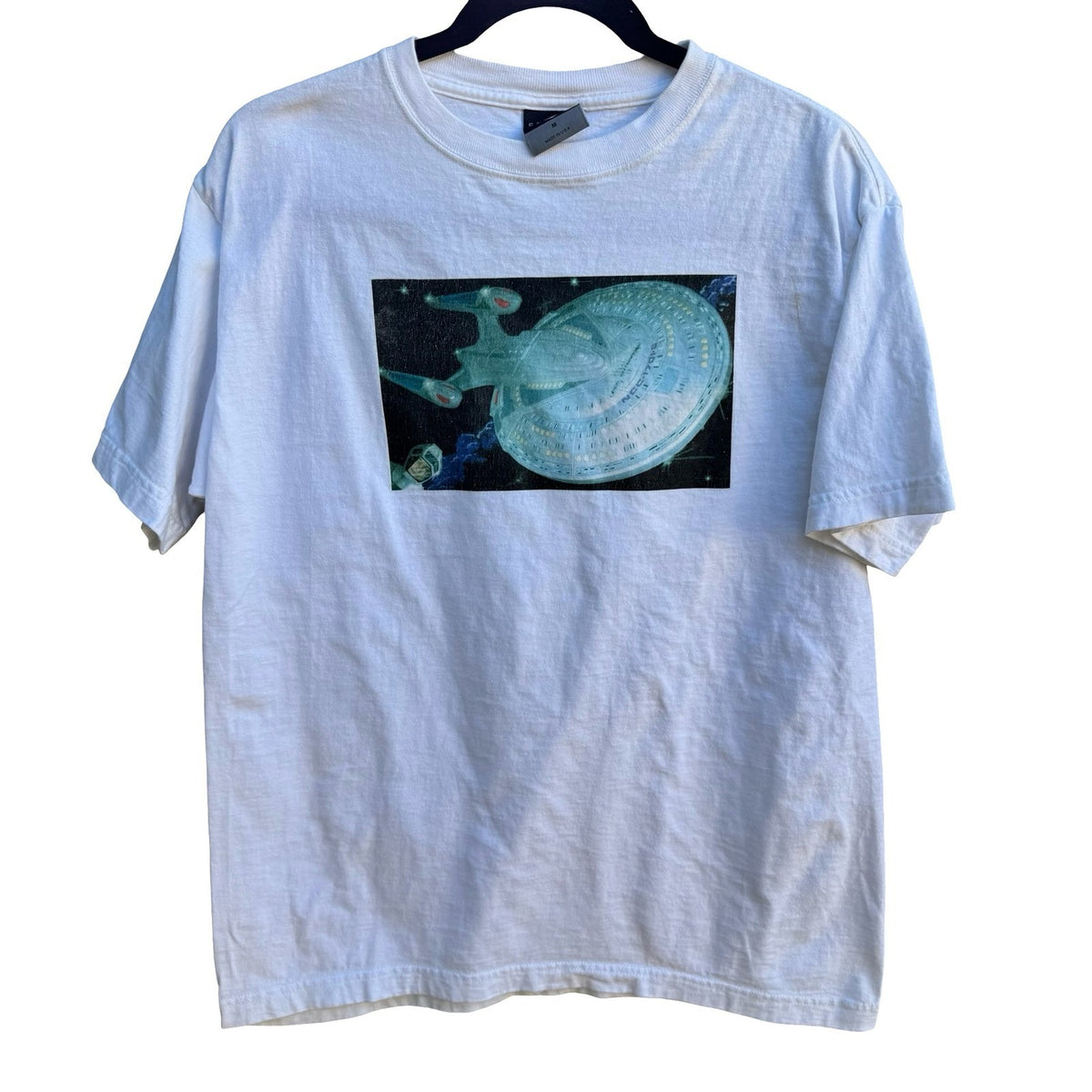 Cheetah Vintage 90s Star Trek USS Enterprise NCC-1701-E Graphic Nerd Tee White M