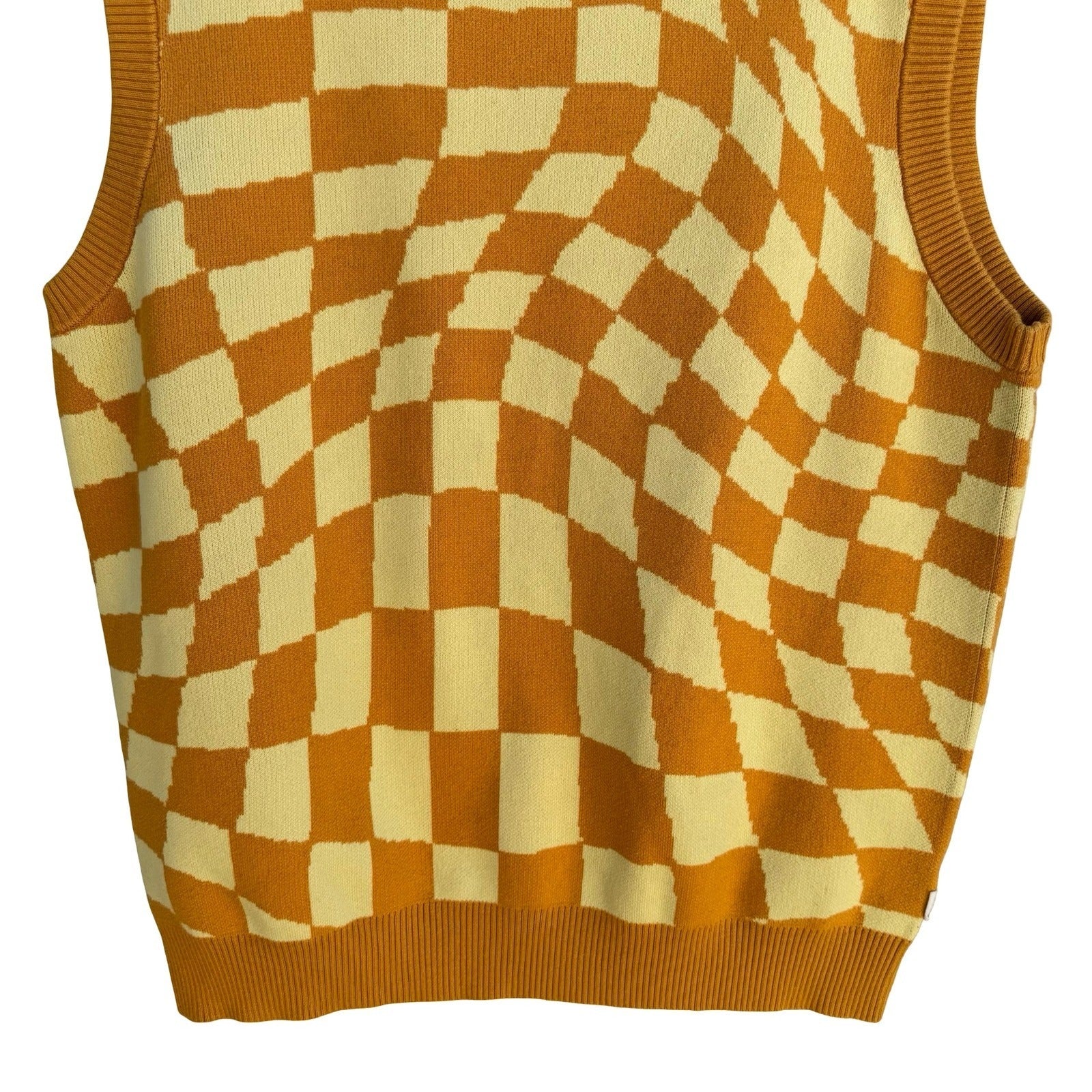 VSTR Premium Psychedelic Warped Checkerboard Sweater Knit Vest Skater Mens XL