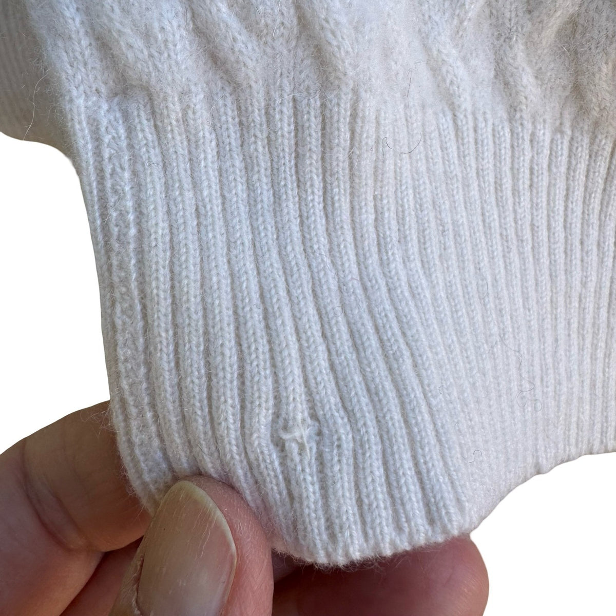 Kirkland Signature 100% Cashmere Cable Knit Fisherman Turtleneck Sweater Ivory M