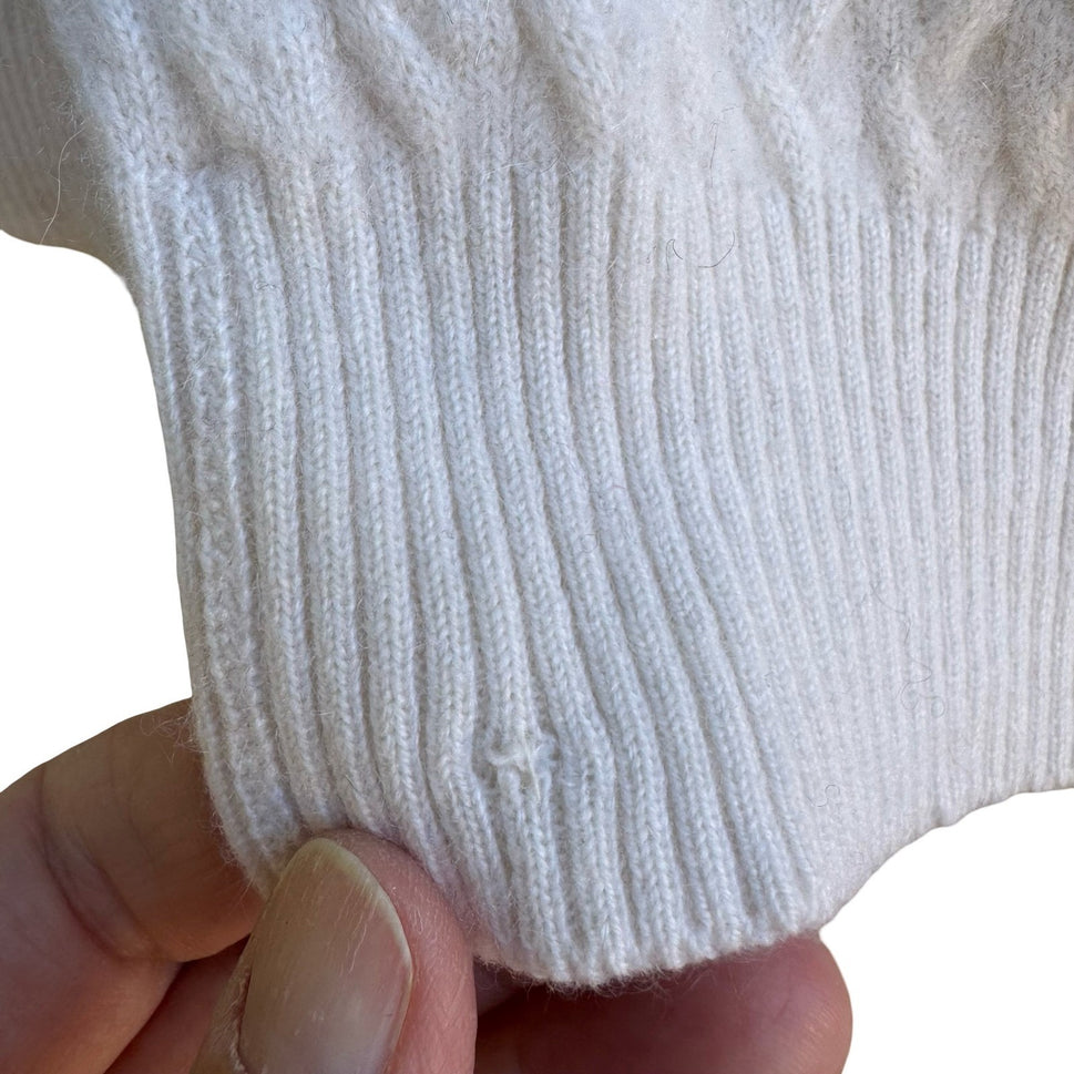 Kirkland Signature 100% Cashmere Cable Knit Fisherman Turtleneck Sweater Ivory M