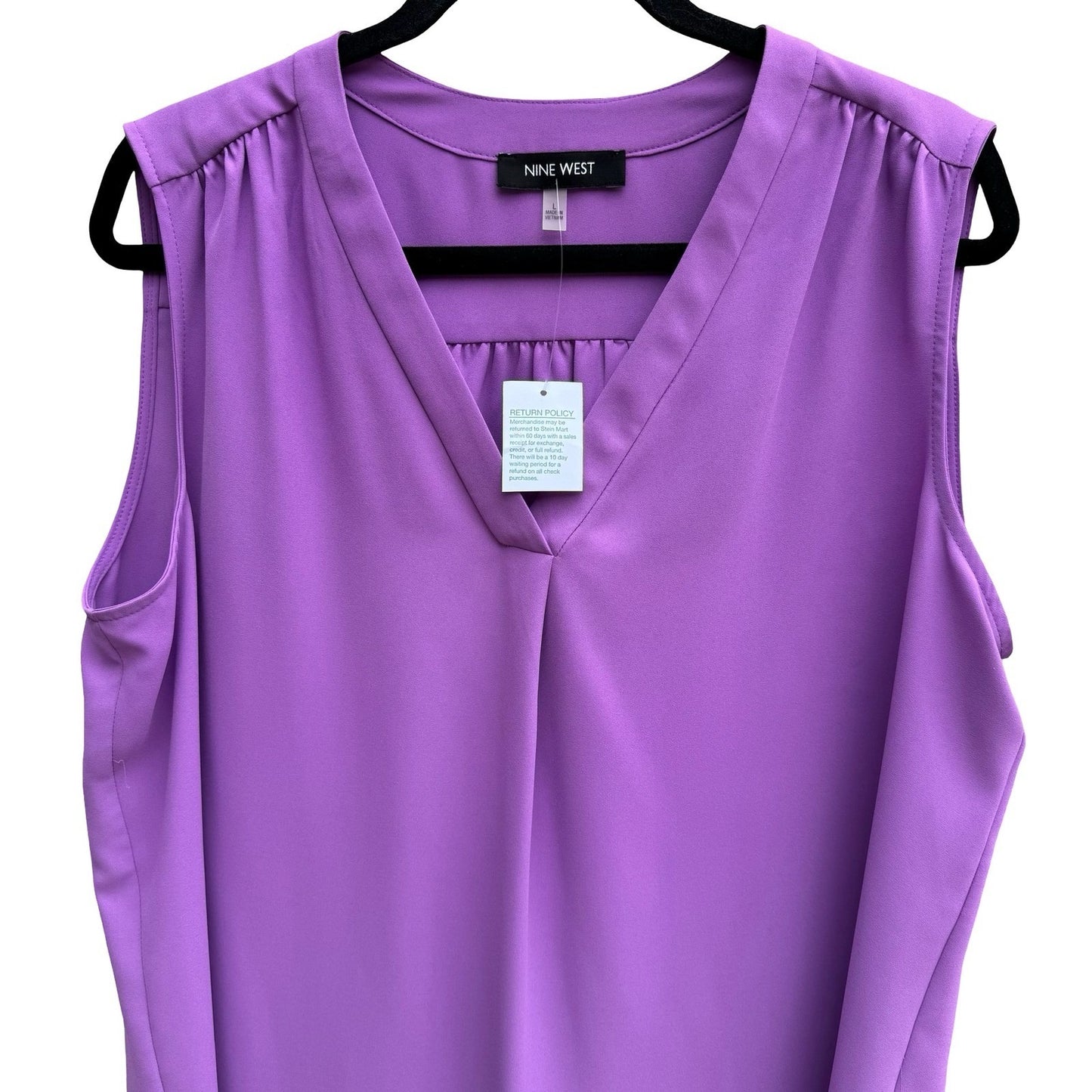 Nine West Monet Garden Dewberry Purple Sleeveless V-Neck Blouse L NEW Layering