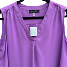 Switch Nine West Monet Garden Dewberry Purple Sleeveless V-Neck Blouse L NEW Layering 3 image