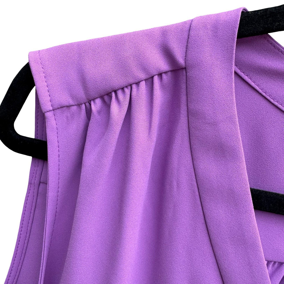 Nine West Monet Garden Dewberry Purple Sleeveless V-Neck Blouse L NEW Layering