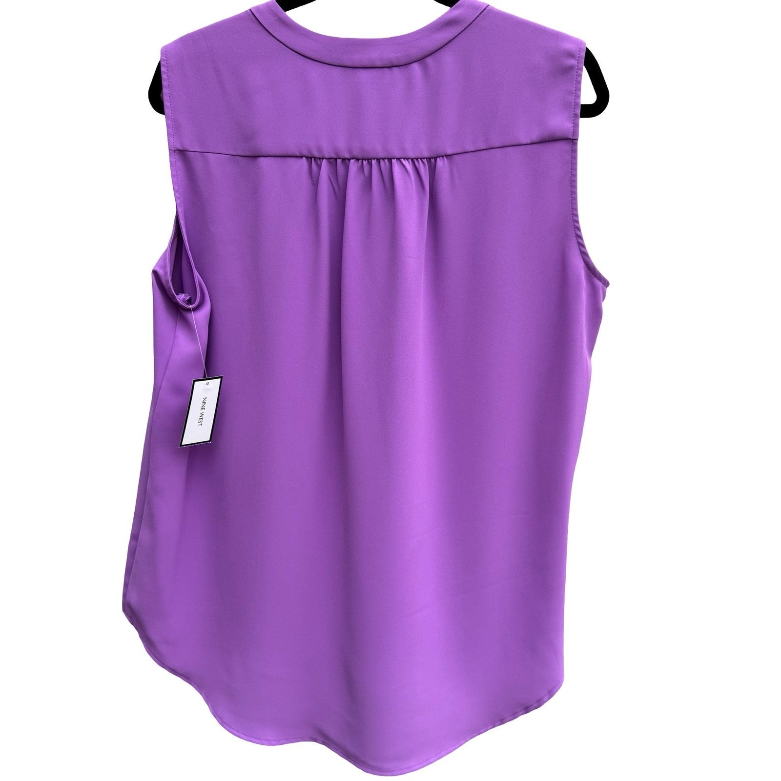 Nine West Monet Garden Dewberry Purple Sleeveless V-Neck Blouse L NEW Layering