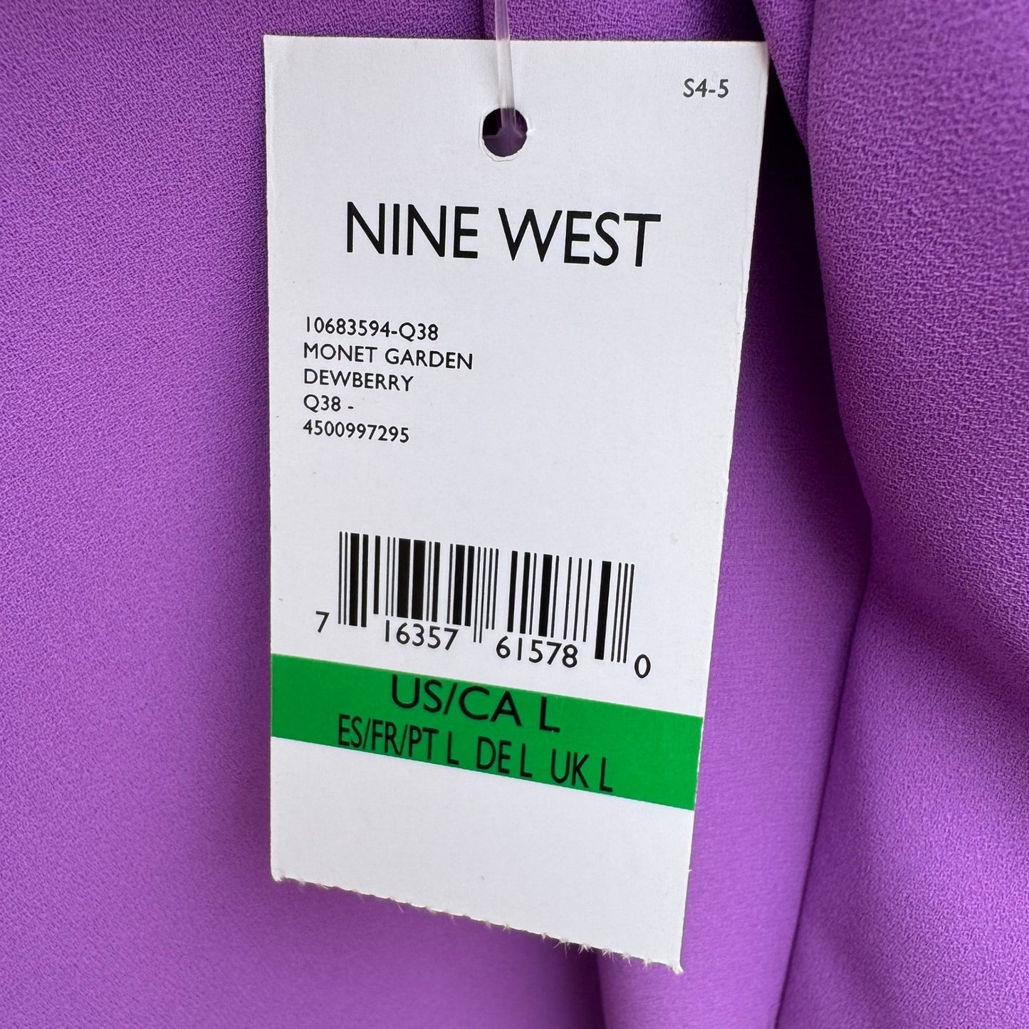 Nine West Monet Garden Dewberry Purple Sleeveless V-Neck Blouse L NEW Layering