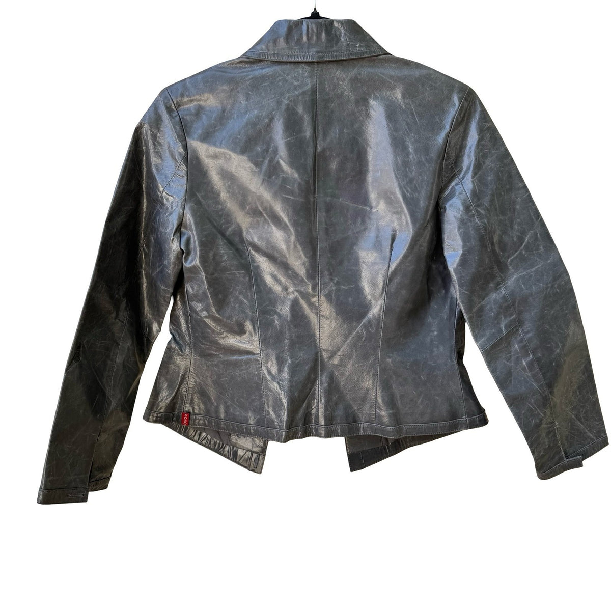 XOXO Vintage Y2K Grunge Distressed Metallic Grey Edgy Leather No Button Jacket S