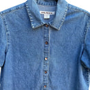 Switch AMI Vintage Womens Short Sleeve Embroidered Cottage Floral Retro Denim Shirt M 3 image