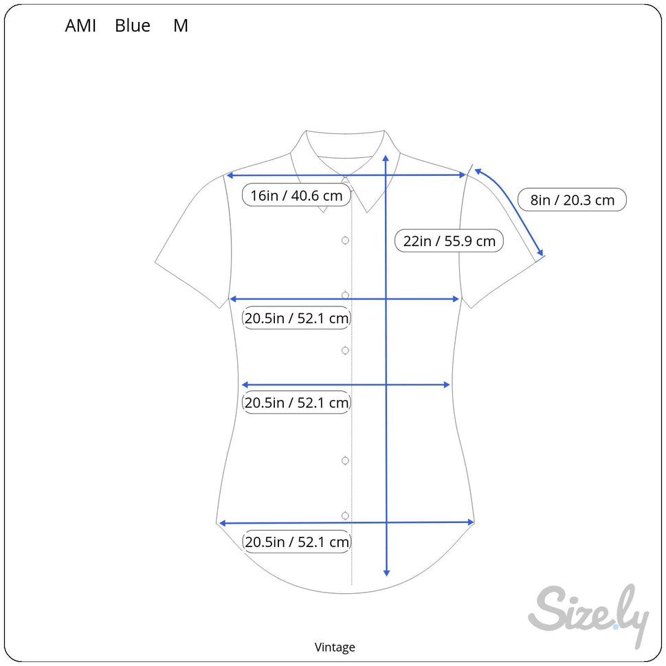 AMI Vintage Womens Short Sleeve Embroidered Cottage Floral Retro Denim Shirt M