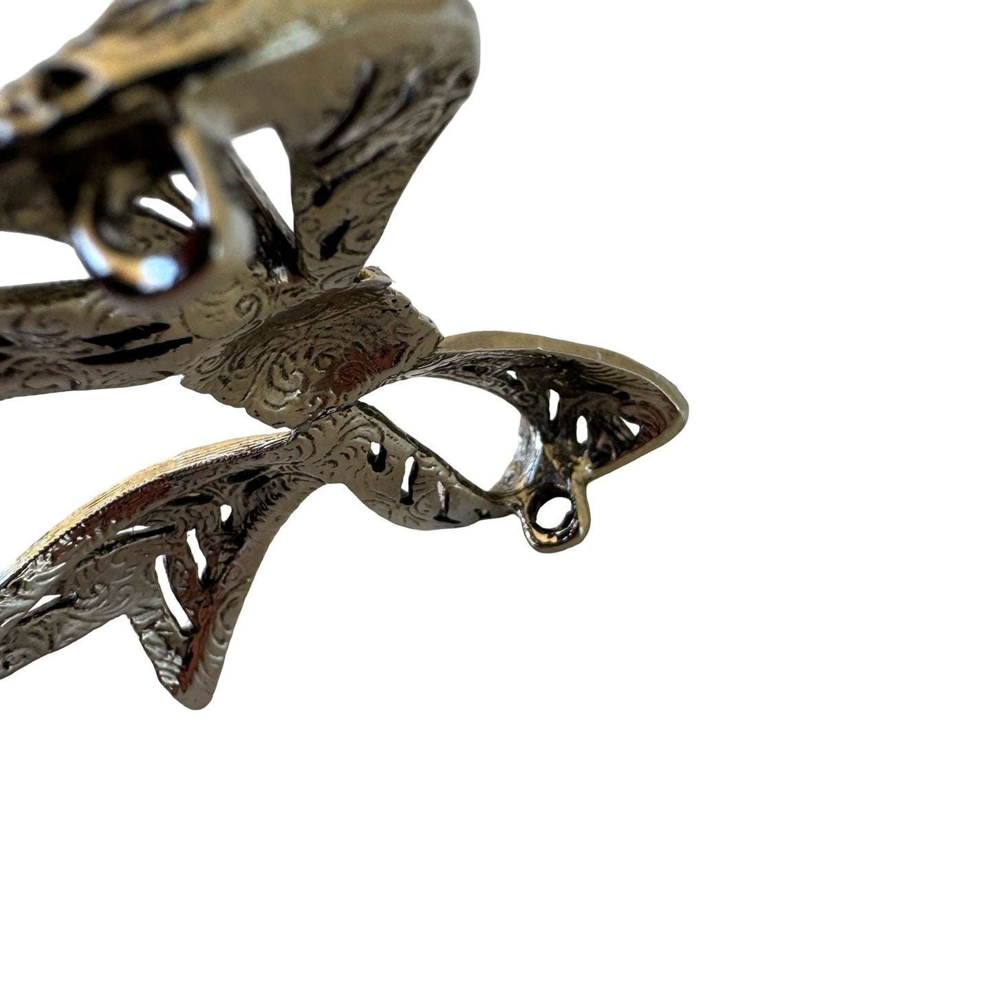 Vintage Silver Tone Coquette Regency Filigree Bow Brooch Pin Marcasite Style