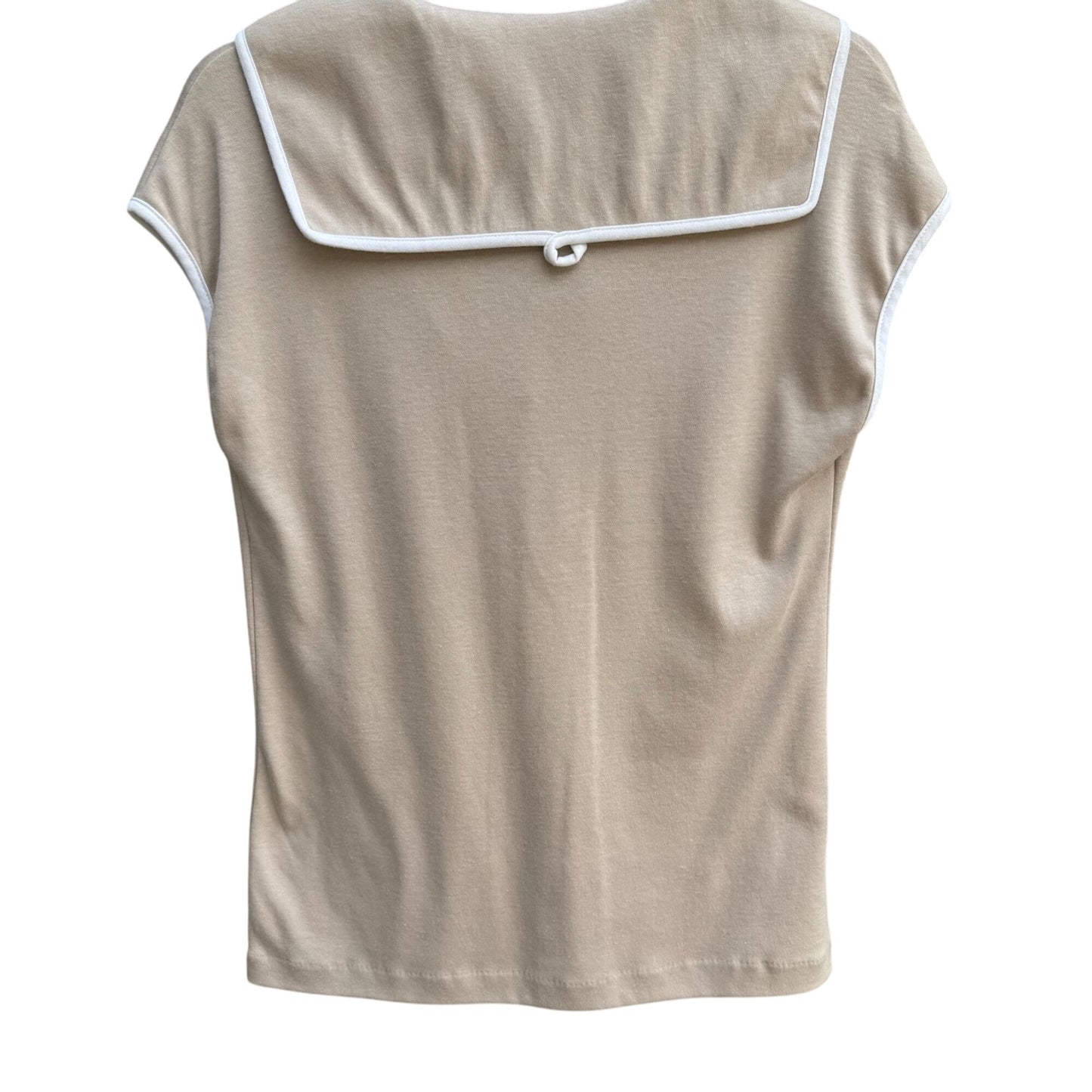 Catalina Vintage 60s 70s Womens Tan Sailor Collar Sleeveless Nautical Shirt L